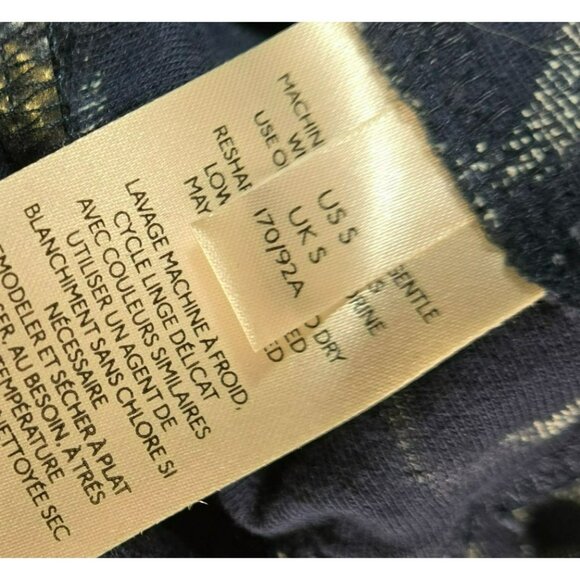 Maeve Anthropologie Lisanne Textured Navy Ivory Tunic Dress Sz S Frayed Circles - Picture 10 of 15